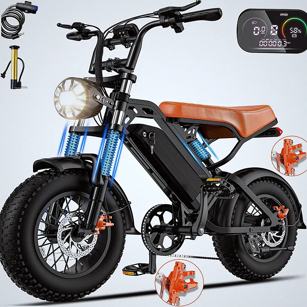 16'' Ebike Peak 1200W Off-road Bike 28MPH Electric Bike E-Mountain Bike Adults