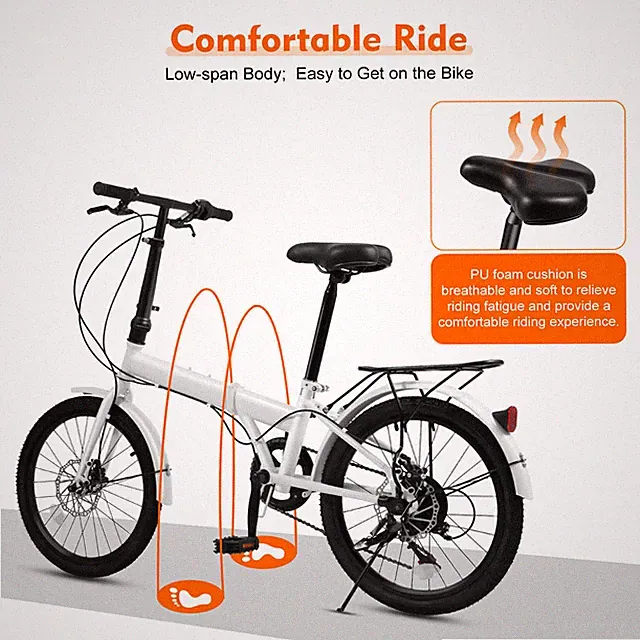 20 inch 7 Speed Folding City Bike Bicycle Folding Bike for Adults Lightweight US