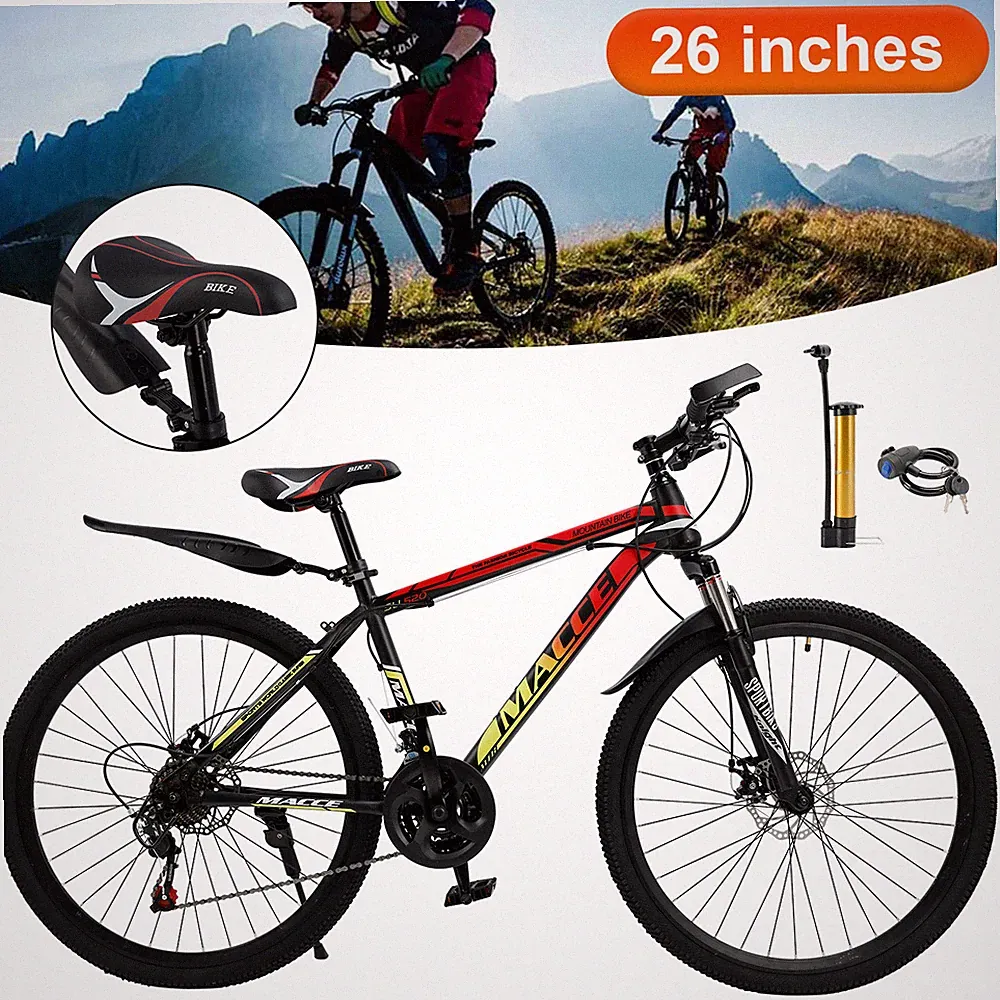24" Spoke Wheel 24 Speed Mountain Bicycle Adult Bike MTB w/ fender Blue+Orange E