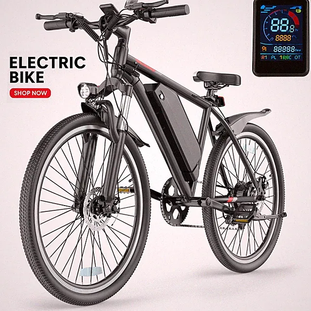 26" Electric Mountain Bike 350W Adult Ebike 48V Commuter Bicycle UL 22MPH 40MI