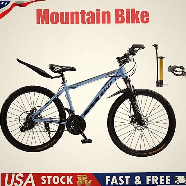 26" wheels 27 speed double disc brake mountain bike MTB for adults Blue U