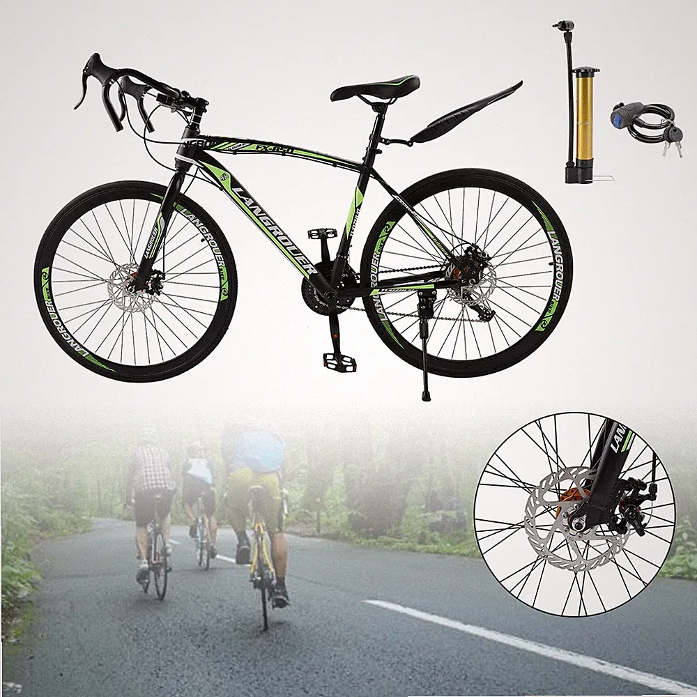 27 speed Road Bike Racing Bicycle 700C 26" Wheels Adult Black+Green E4