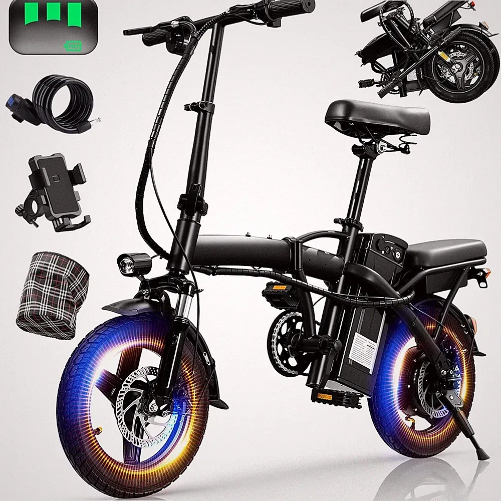 560W Adult Electric Bike 24 MPH 48V 10Ah Removable Battery Folding Electric Bike
