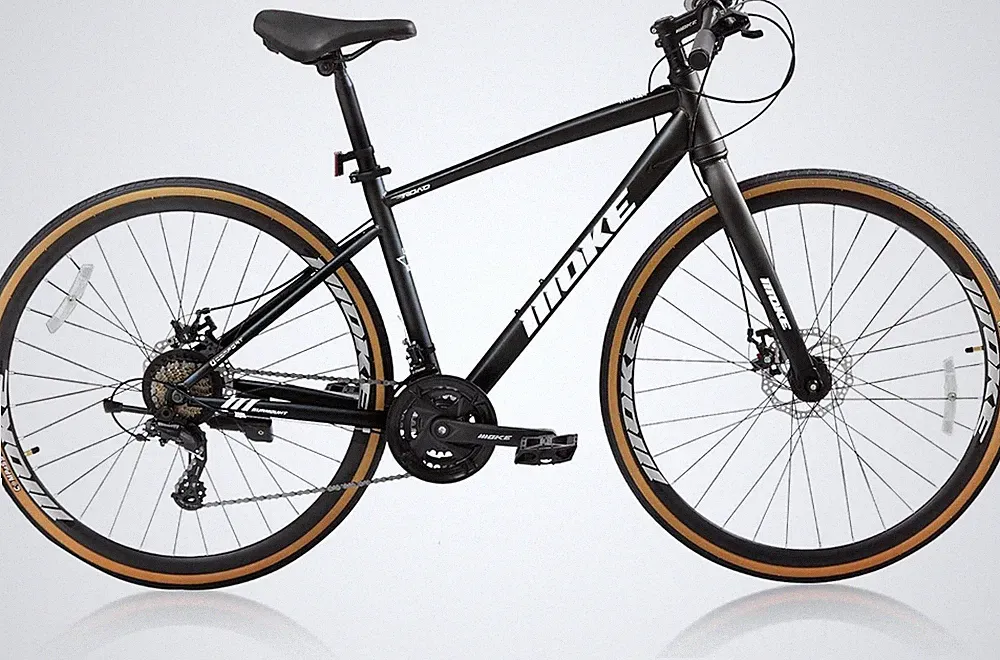 700C 21/24 Speed Hybrid Bike Dual Disc Brake Lightweight Commuter Bicycle Adult