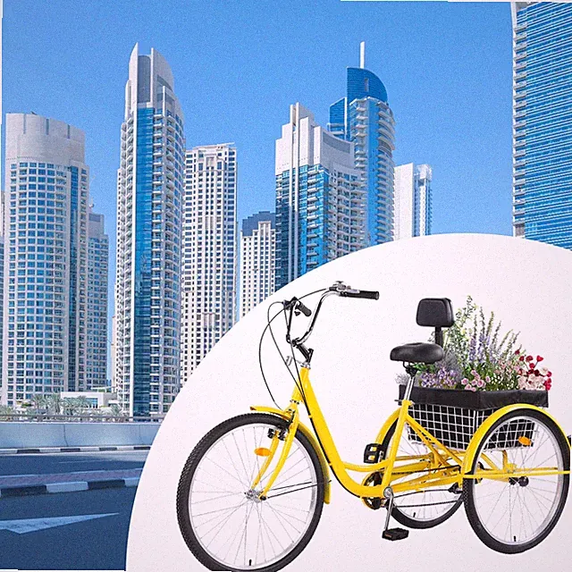 Adult Tricycle 3 Wheeled Trike Bicycle With Shopping Basket Yellow