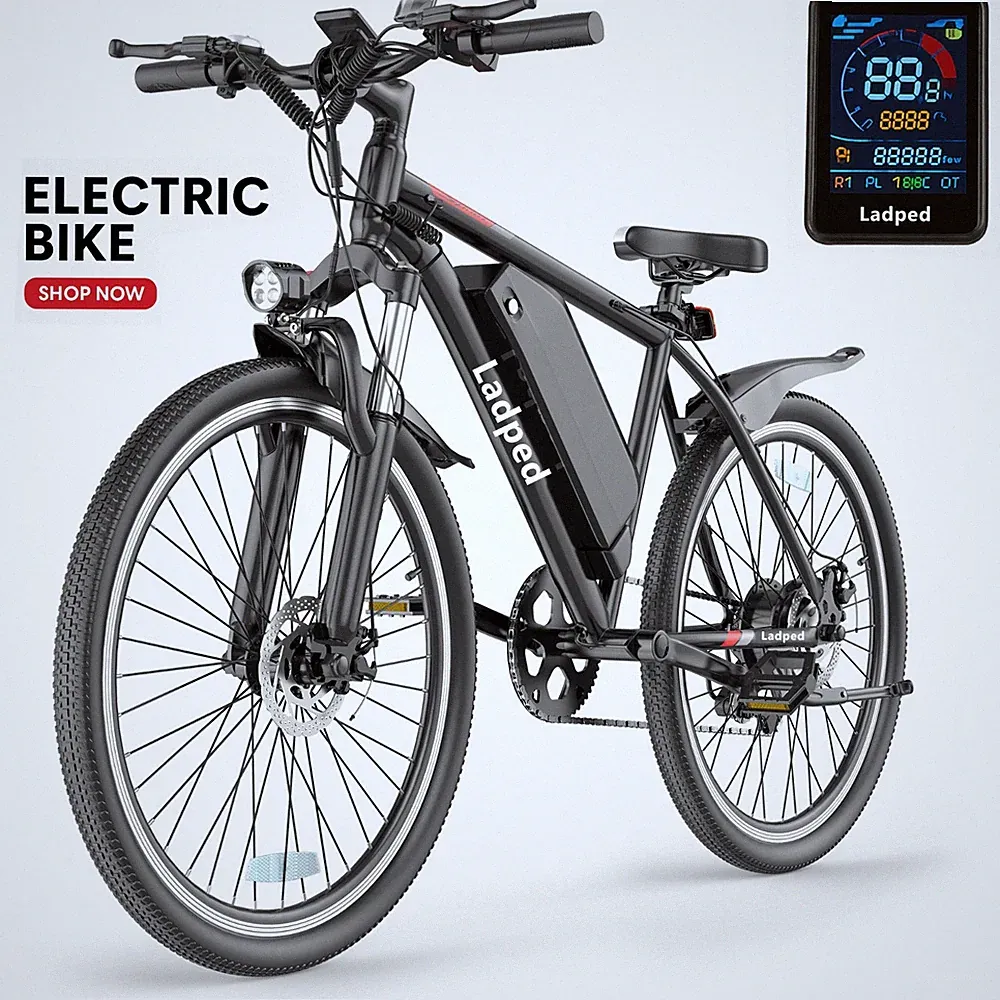 Ladped 26inch Electric Mountain Bike 22MPH Commuting Adults Electric Bicycle