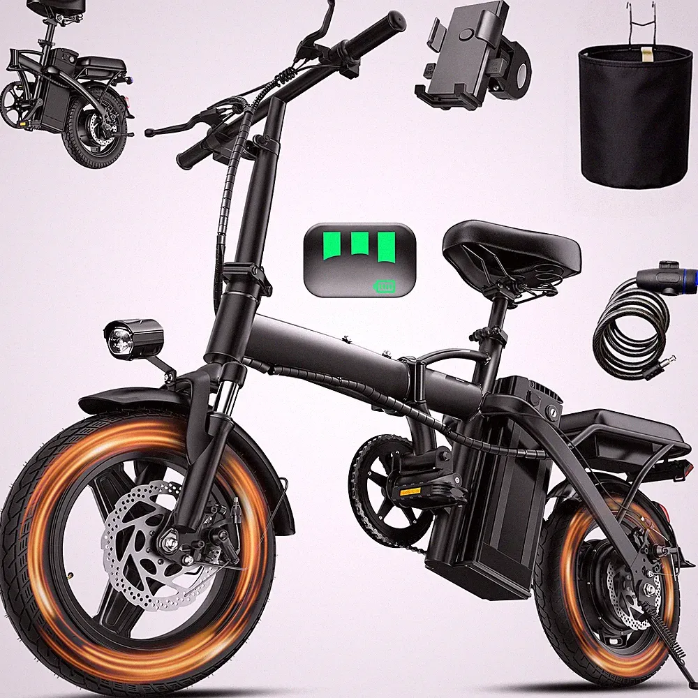 Lightweight Folding Ebike 560W 48V 24MPH 14" Electric bike for Adults and Teens