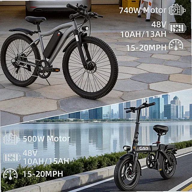 Luxury Adult Electric Bicycle 500/740W 48V 15-20MPH Front Hydraulic Suspension