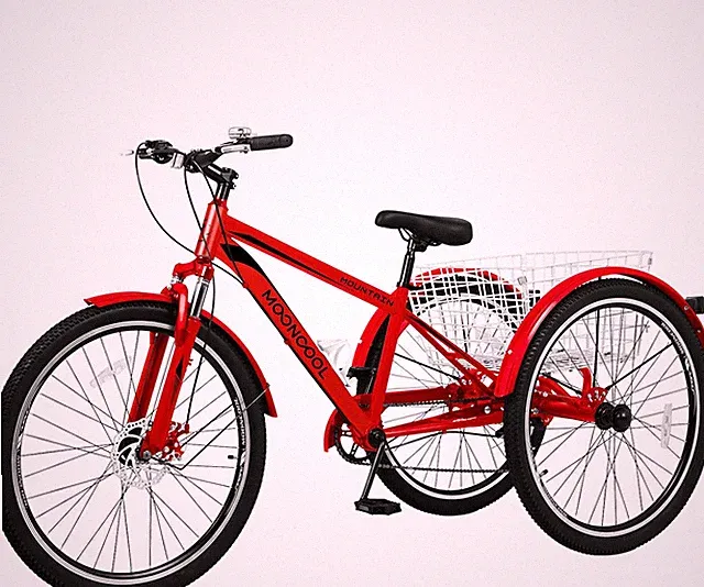 MOONCOOL Adults Mountain Tricycles, 24"/26"/27.5" 7-Speed Heavy Duty Trikes Bike