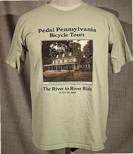 Pedal Pennsylvania Bicycle Tours River To River Ride T-shirt Adult Size L