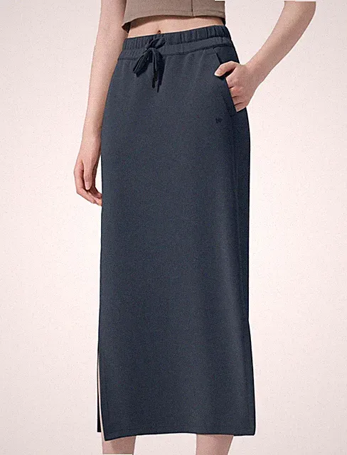 's Midi Length Athletic Skirts High Waist Tennis Skirts for , Navy, M