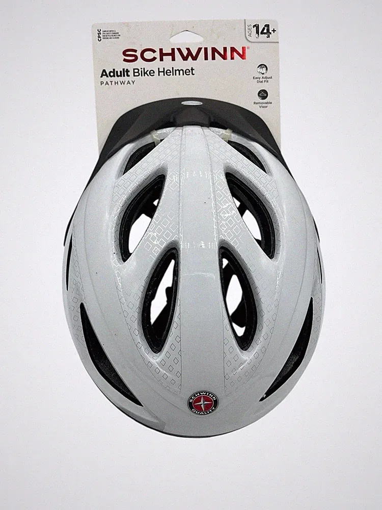 Schwinn Pathway Adult Bicycle Helmet with Removable Visor age 14+ White Bike NEW